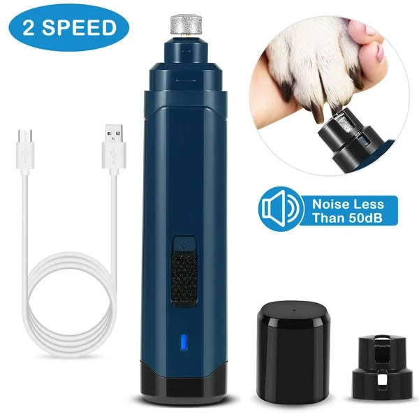 Quiet USB rechargeable dog nail grinder 2-speed pet nail trimmer