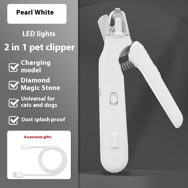 2-in-1 pet nail clippers with LED light for dogs and cats, bloodline safety scissors and multifunctional paw nail trimmer