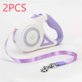 Retractable dog leash with automatic telescopic handle and collar for pet walking