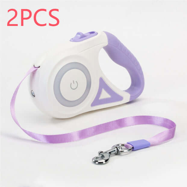Retractable dog leash with automatic telescopic handle and collar for pet walking
