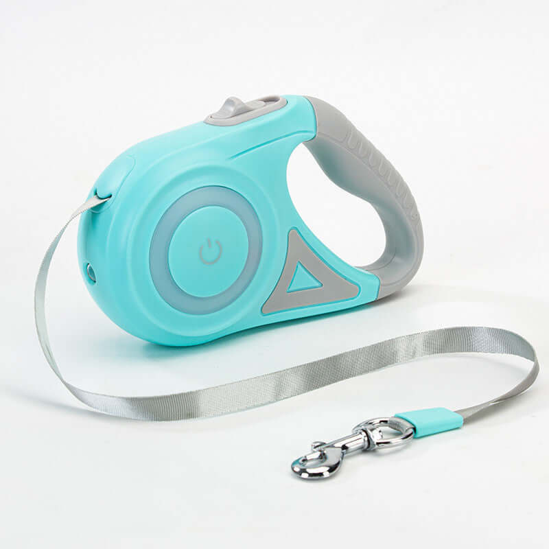Retractable dog leash with automatic telescopic handle and collar for pet walking