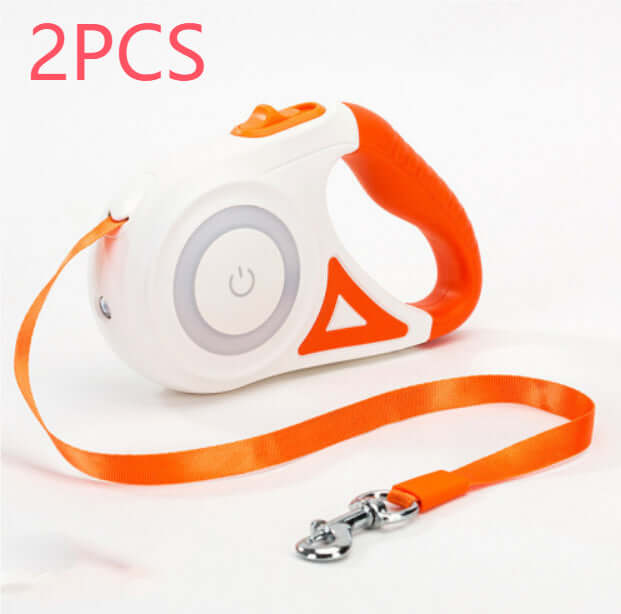 Retractable dog leash with automatic telescopic handle and collar for pet walking