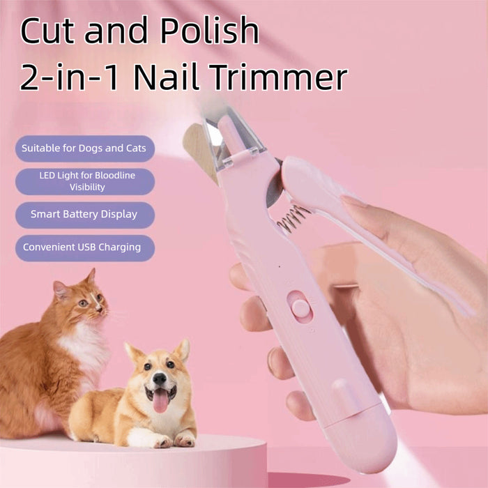 2-in-1 pet nail clippers with LED light for dogs and cats, bloodline safety scissors and multifunctional paw nail trimmer