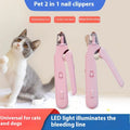 2-in-1 pet nail clippers with LED light for dogs and cats, bloodline safety scissors and multifunctional paw nail trimmer