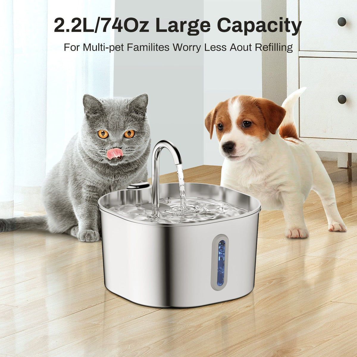 Stainless Steel Smart Pet Water Dispenser Automatic Circulation Large Capacity Pawora UK