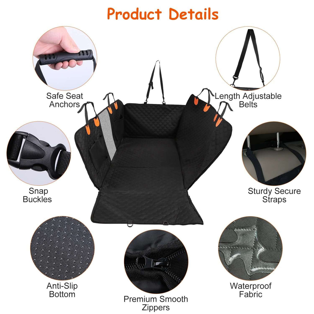 Dog car seat cover waterproof back seat protector for cars, trucks and SUVs