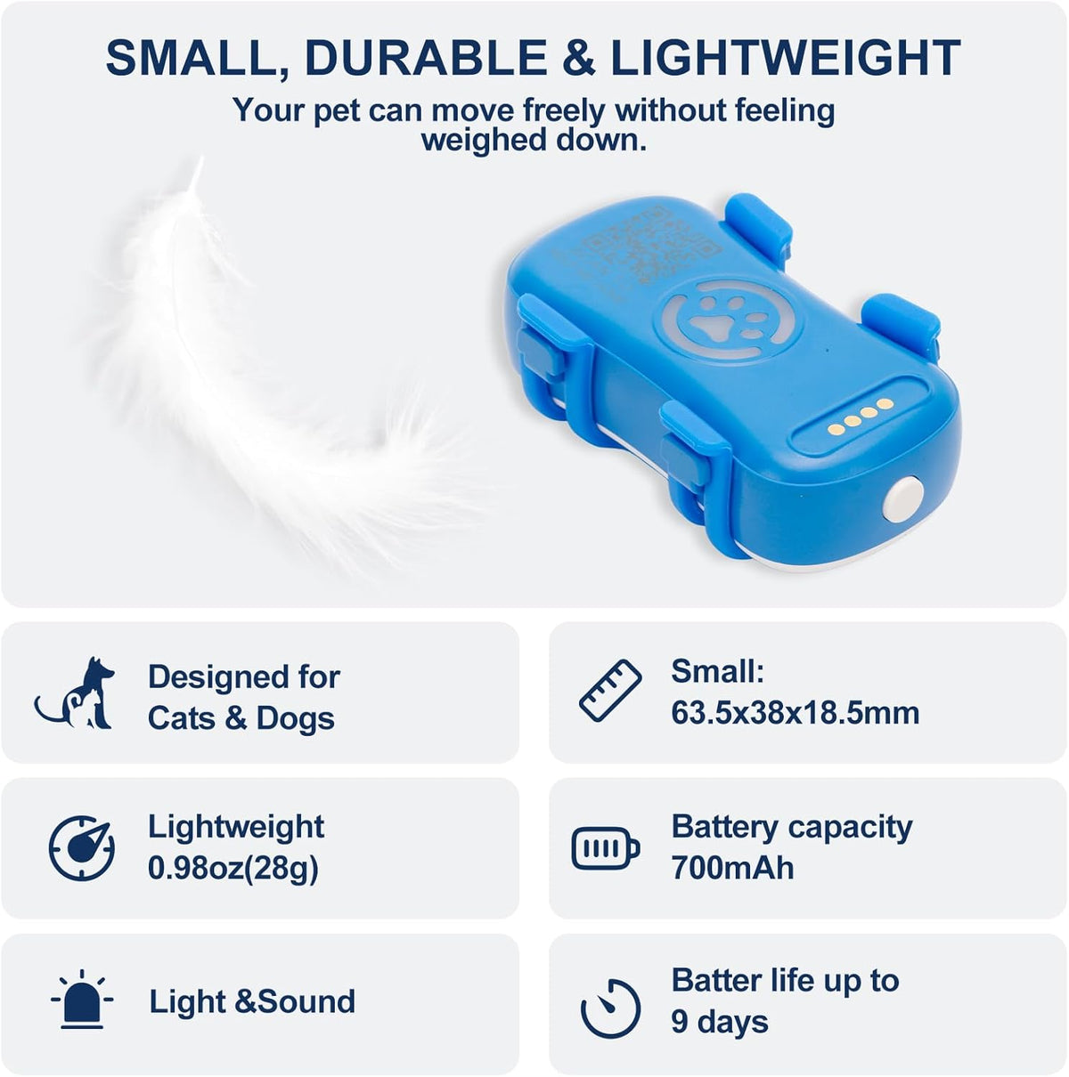 Real-time dog GPS tracker with geofence, flashlight, sound alarm, and unlimited distance tracking