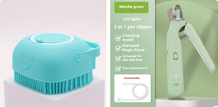 2-in-1 pet nail clippers with LED light for dogs and cats, bloodline safety scissors and multifunctional paw nail trimmer