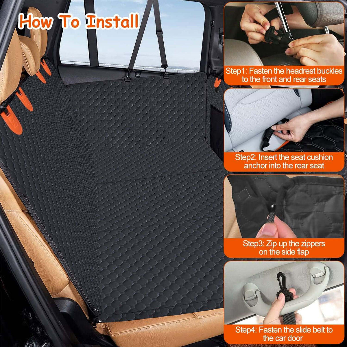 Dog car seat cover waterproof back seat protector for cars, trucks and SUVs