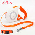 Retractable dog leash with automatic telescopic handle and collar for pet walking