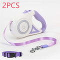 Retractable dog leash with automatic telescopic handle and collar for pet walking