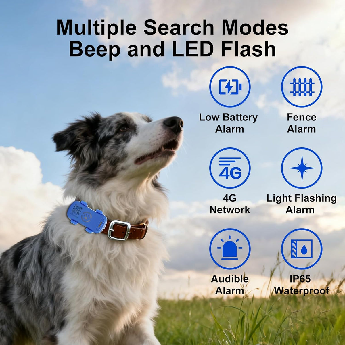Real-time dog GPS tracker with geofence, flashlight, sound alarm, and unlimited distance tracking