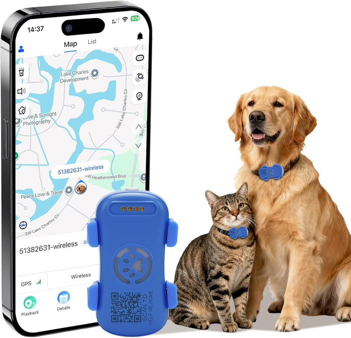 Real-time dog GPS tracker with geofence, flashlight, sound alarm, and unlimited distance tracking