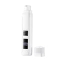 Electric pet nail grinder in white color with digital display and detachable top.