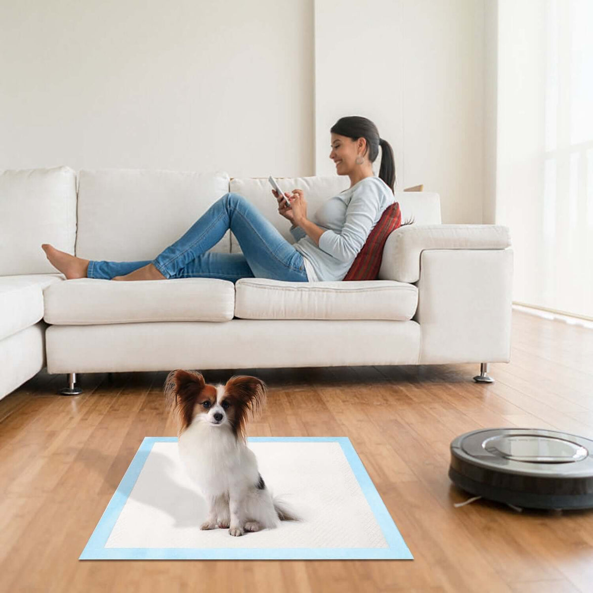50-piece dog training pads, puppy pee pads and cat wee mats for indoor potty training, 24 x 18 inches
