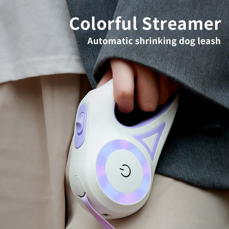 Retractable dog leash with automatic telescopic handle and collar for pet walking