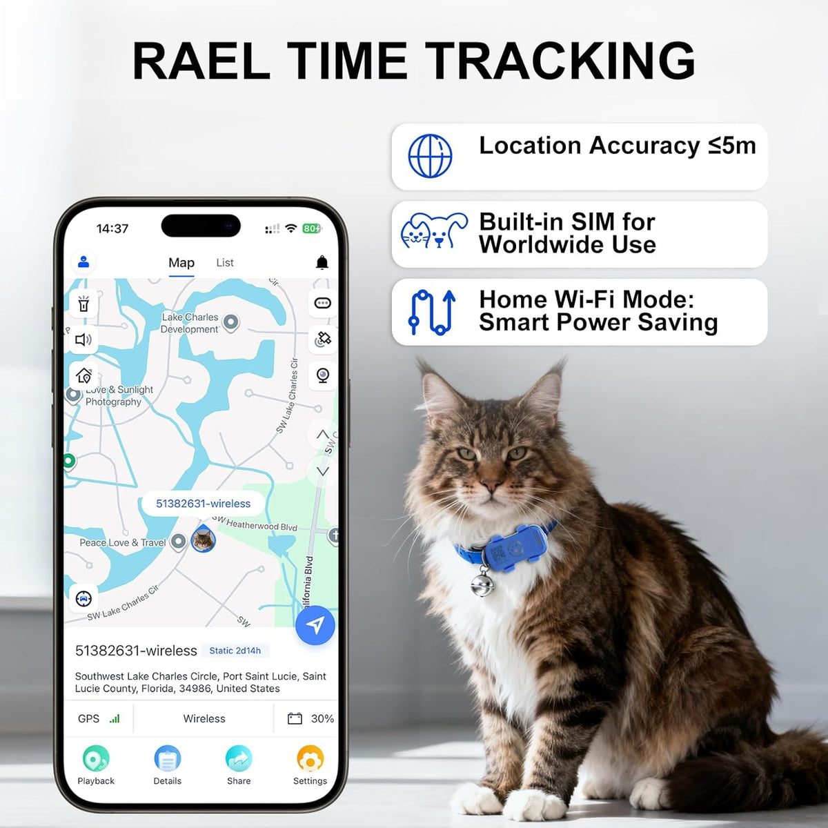 Real-time dog GPS tracker with geofence, flashlight, sound alarm, and unlimited distance tracking