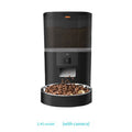 Video camera pet feeder with adjustable automatic food dispensing for dogs and cats