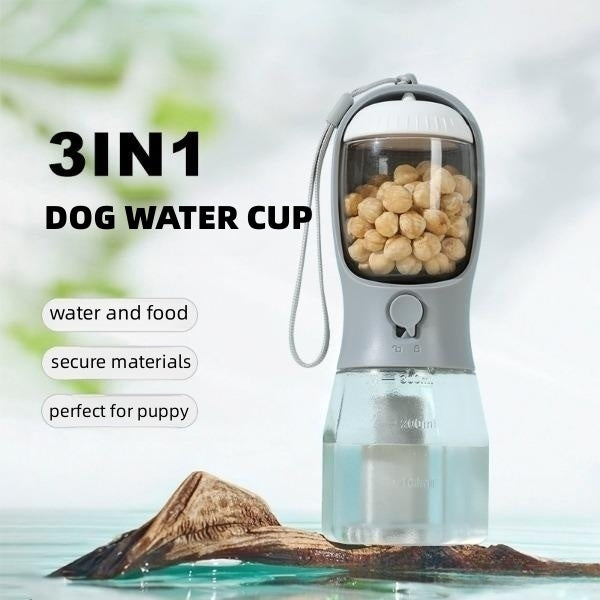 3 in 1 Dog Water Bottle | Food & Waste Bag Holder