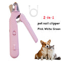 2-in-1 pet nail clippers with LED light for dogs and cats, bloodline safety scissors and multifunctional paw nail trimmer