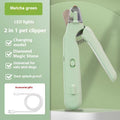 2-in-1 pet nail clippers with LED light for dogs and cats, bloodline safety scissors and multifunctional paw nail trimmer