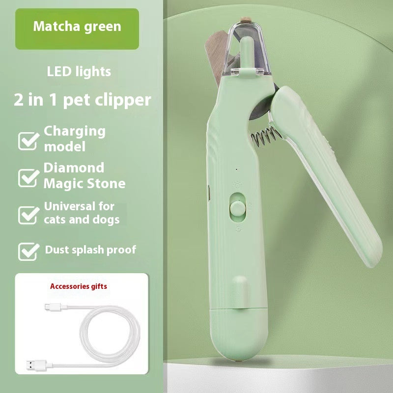 2-in-1 pet nail clippers with LED light for dogs and cats, bloodline safety scissors and multifunctional paw nail trimmer