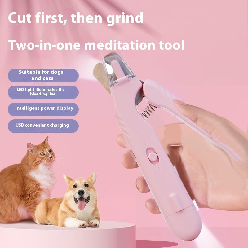 2-in-1 pet nail clippers with LED light for dogs and cats, bloodline safety scissors and multifunctional paw nail trimmer