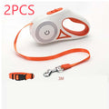 Retractable dog leash with automatic telescopic handle and collar for pet walking