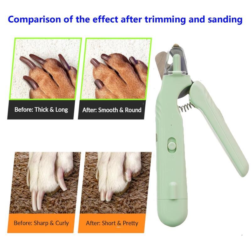 2-in-1 pet nail clippers with LED light for dogs and cats, bloodline safety scissors and multifunctional paw nail trimmer