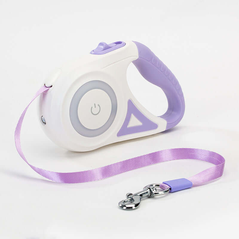 Retractable dog leash with automatic telescopic handle and collar for pet walking
