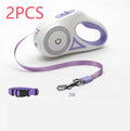 Retractable dog leash with automatic telescopic handle and collar for pet walking
