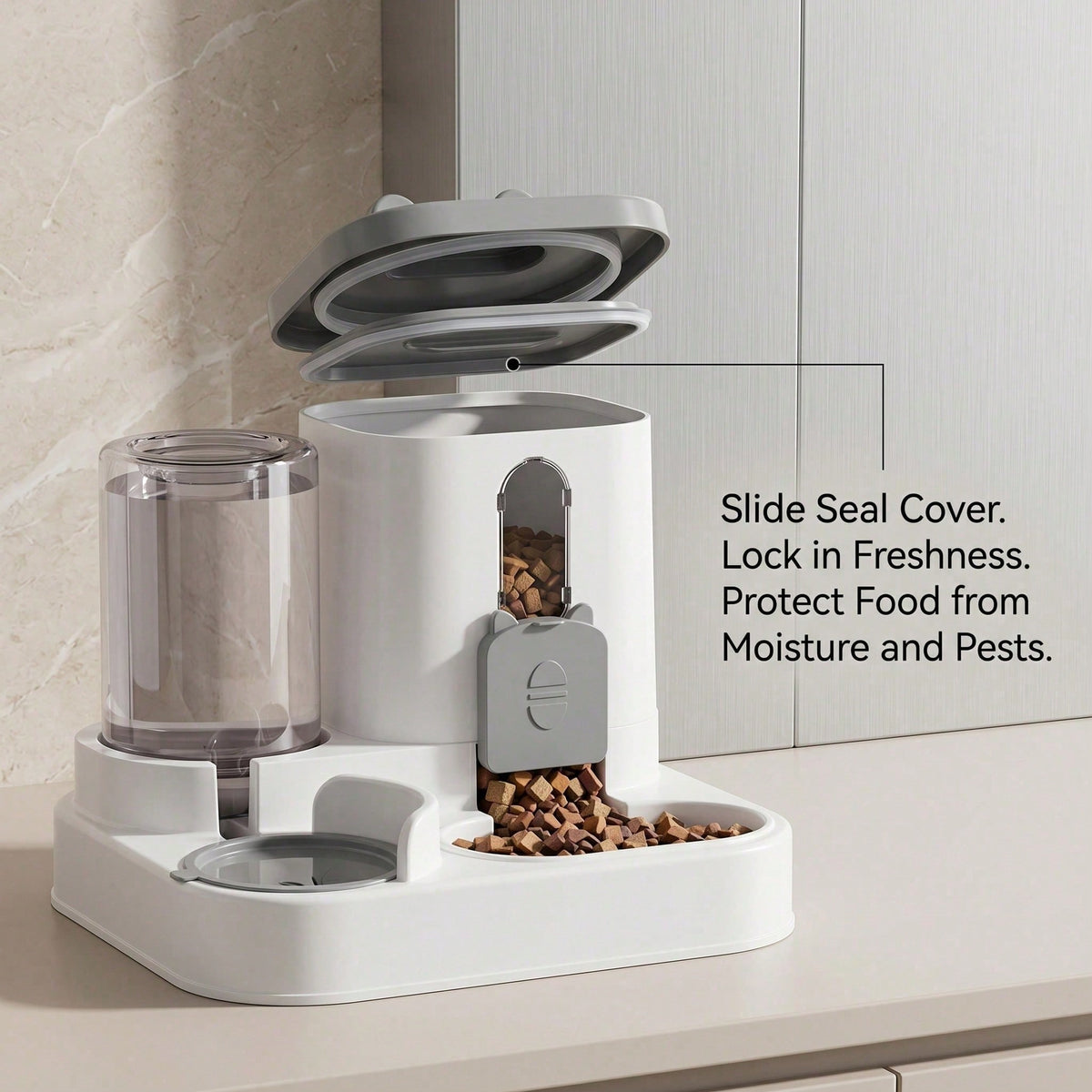 Gravity pet feeder and water dispenser for cats and puppies with large capacity