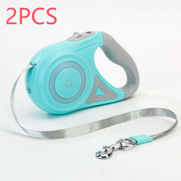 Retractable dog leash with automatic telescopic handle and collar for pet walking